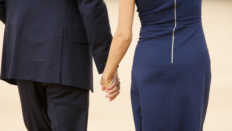 Prince Harry, Duke of Sussex and Meghan, Duchess of Sussex hold hands during a reception on October 18, 2018 in Melbourne, Australia.